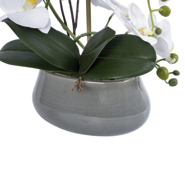 GloboStar® Artificial Garden WHITE ORCHID 21120 Διακοσμητικό Φυτό Λευκή Ορχιδέα Υ43cm - Image 3