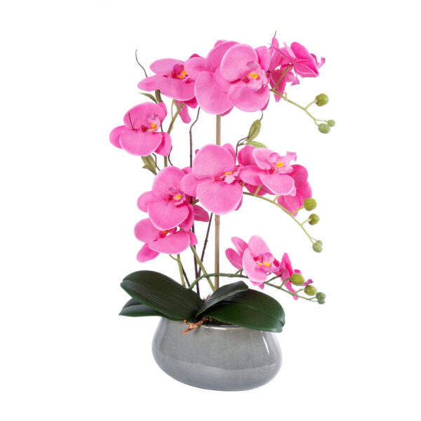 GloboStar® Artificial Garden PINK ORCHID 21121 Διακοσμητικό Φυτό Έντονο Ροζ Ορχιδέα Υ43cm