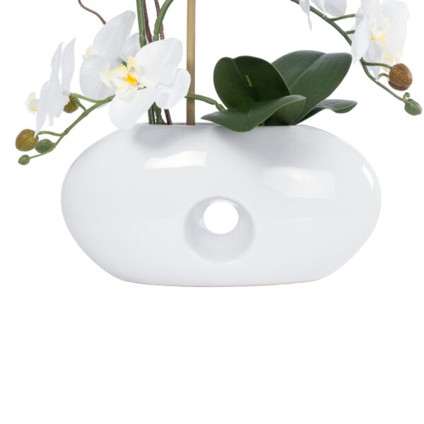 GloboStar® Artificial Garden WHITE ORCHID 21125 Διακοσμητικό Φυτό Λευκή Ορχιδέα Υ42cm - Image 2