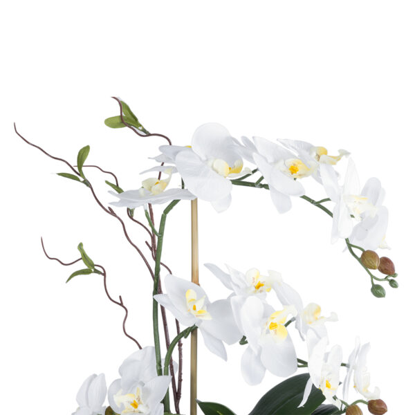 GloboStar® Artificial Garden WHITE ORCHID 21125 Διακοσμητικό Φυτό Λευκή Ορχιδέα Υ42cm - Image 3