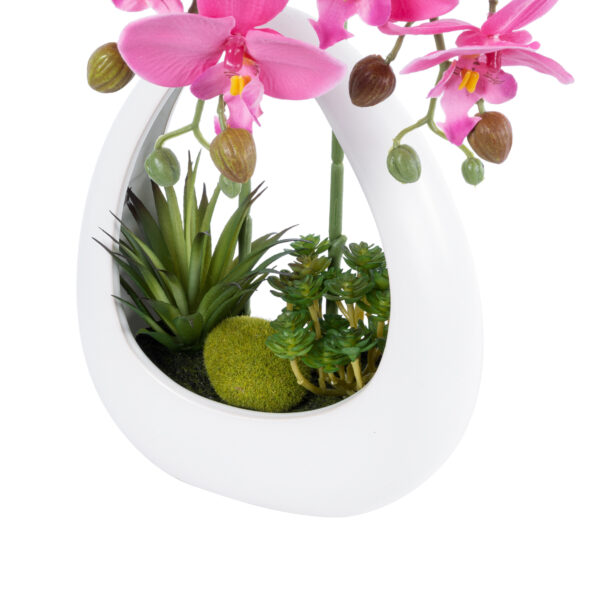 GloboStar® Artificial Garden HOT PINK ORCHID 21127 Διακοσμητικό Φυτό Έντονο Ροζ Ορχιδέα Υ39cm - Image 3