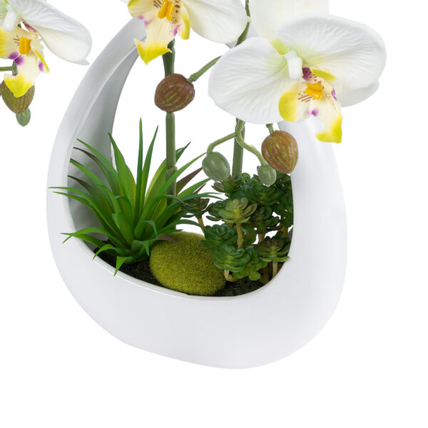 GloboStar® Artificial Garden WHITE ORCHID 21128 Διακοσμητικό Φυτό Λευκή Ορχιδέα Υ39cm - Image 3