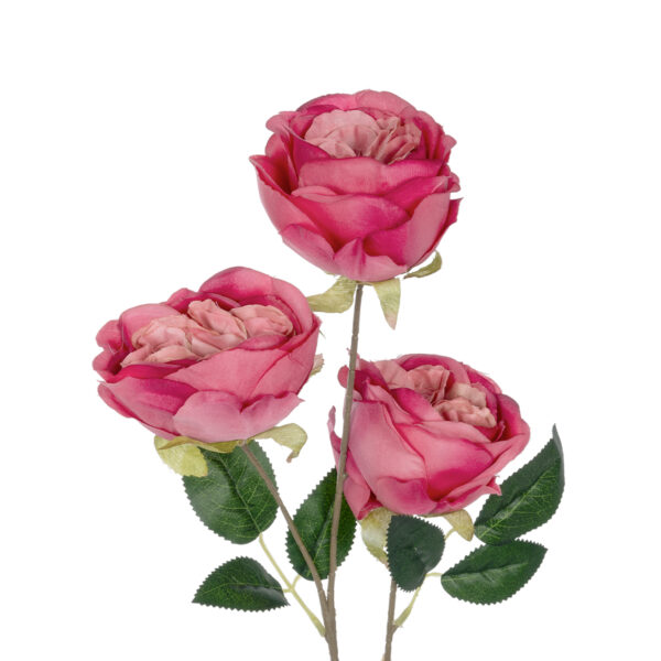 GloboStar® Artificial Garden HOT PINK ROSE BRANCH 21139 Τεχνητό Διακοσμητικό Κλαδί έντονο Ροζ Τριαντάφυλλο Y70cm - Image 2