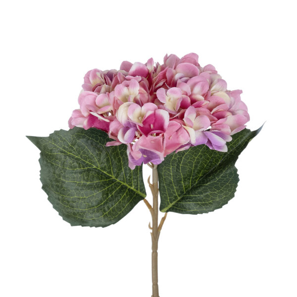 GloboStar® Artificial Garden PINK HYDRANGEA BRANCH 21140 Τεχνητό Διακοσμητικό Κλαδί έντονο Ροζ Ορτανσία Y47cm - Image 2