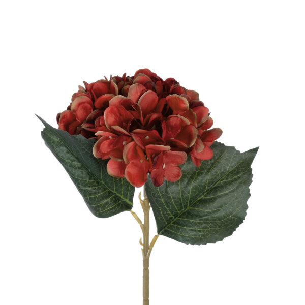 GloboStar® Artificial Garden RED HYDRANGEA BRANCH 21174 Τεχνητό Διακοσμητικό Κλαδί Ορτανσίας Κόκκινο  Y47cm - Image 2