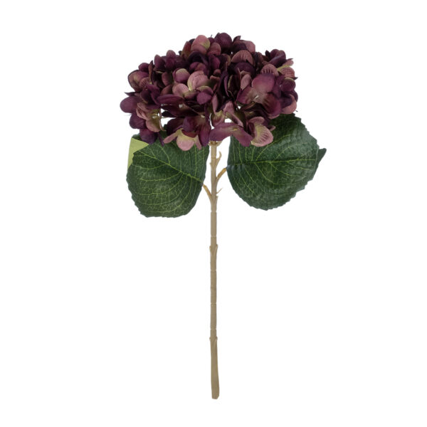 GloboStar® Artificial Garden DARK RED HYDRANGEA BRANCH 21180 Τεχνητό Διακοσμητικό Κλαδί Ορτανσίας Βαθύ Κόκκινο  Y47cm