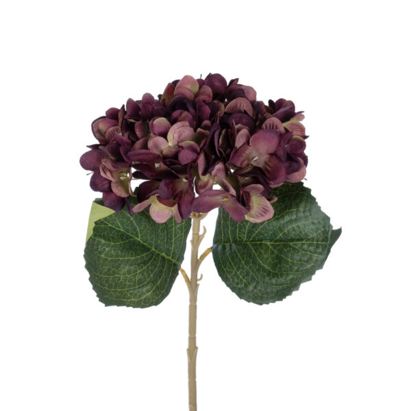 GloboStar® Artificial Garden DARK RED HYDRANGEA BRANCH 21180 Τεχνητό Διακοσμητικό Κλαδί Ορτανσίας Βαθύ Κόκκινο  Y47cm - Image 2