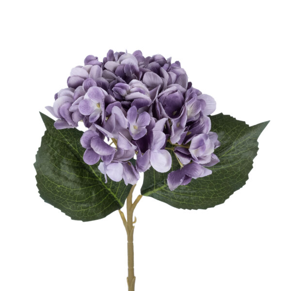 GloboStar® Artificial Garden PURPLE HYDRANGEA BRANCH 21181 Τεχνητό Διακοσμητικό Κλαδί Ορτανσίας Βαθύ Μωβ  Y47cm - Image 2