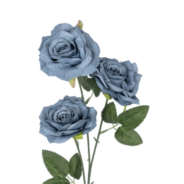 GloboStar® Artificial Garden GREY BLUE CLIMBING ROSE BRANCH 21188 Τεχνητό Διακοσμητικό Κλαδί Τριαντάφυλλο Γκρί Μπλέ Y66cm - Image 2