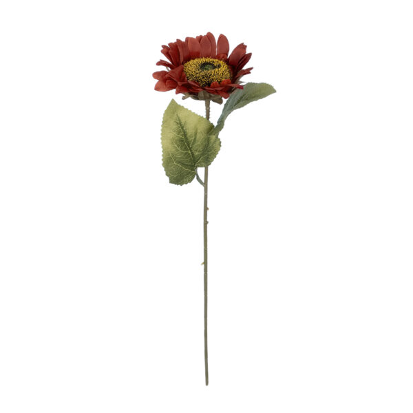 GloboStar® Artificial Garden RED SUNFLOWER  BRANCH 21214 Τεχνητό Διακοσμητικό Κλαδί Ηλιοτρόπιο Κόκκινο Y50cm