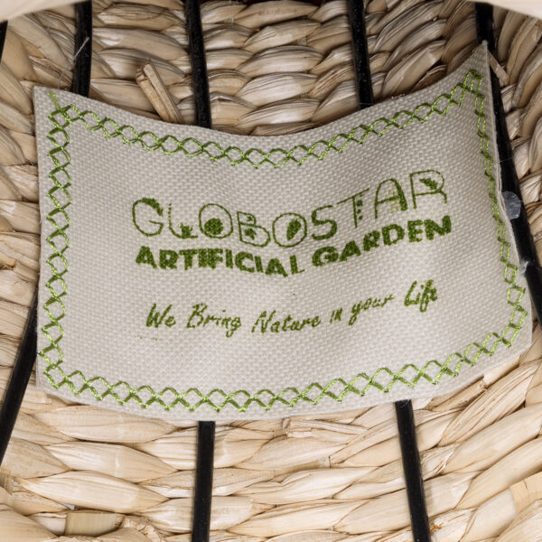 GloboStar® Artificial Garden PALERMO 21231 Διακοσμητικό Πλεκτό Καλάθι - Κασπώ Γλάστρα - Flower Pot Μπεζ με Μπορντό Φ38cm x Υ50cm - Image 5