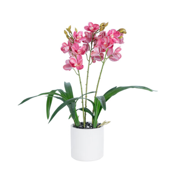 GloboStar® Artificial Garden PINK CHERRY CYMBIDIUM 21402 Διακοσμητικό Φυτό Φούξια Κυμβίδιο Υ60cm