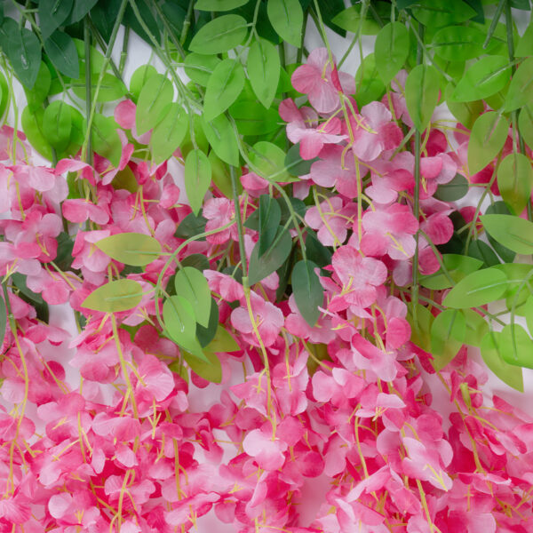 GloboStar® Artificial Garden HOT PINK WISTERIA FLOWER BRANCH 21512 Σετ 12 Τεχνητά Διακοσμητικά κλαδιά Βιστέριας Έντονο Ροζ Φ45 x Υ120cm - Image 3