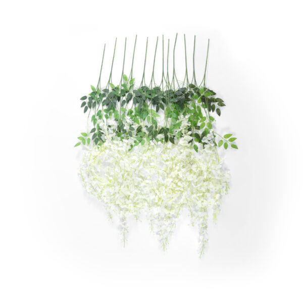 GloboStar® Artificial Garden WHITE WISTERIA FLOWER BRANCH 21513 Σετ 12 Τεχνητά Διακοσμητικά κλαδιά Βιστέριας Λευκό Φ45 x Υ120cm