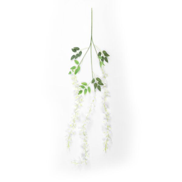 GloboStar® Artificial Garden WHITE WISTERIA FLOWER BRANCH 21513 Σετ 12 Τεχνητά Διακοσμητικά κλαδιά Βιστέριας Λευκό Φ45 x Υ120cm - Image 2