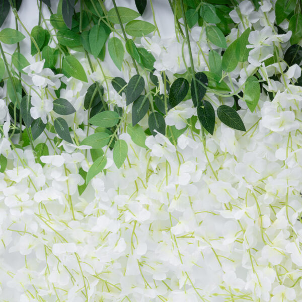 GloboStar® Artificial Garden WHITE WISTERIA FLOWER BRANCH 21513 Σετ 12 Τεχνητά Διακοσμητικά κλαδιά Βιστέριας Λευκό Φ45 x Υ120cm - Image 3