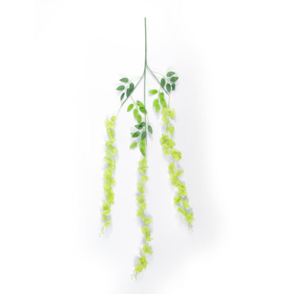 GloboStar® Artificial Garden GREEN WISTERIA FLOWER BRANCH 21514 Σετ 12 Τεχνητά Διακοσμητικά κλαδιά Βιστέριας Πράσινο Φ45 x Υ120cm - Image 2