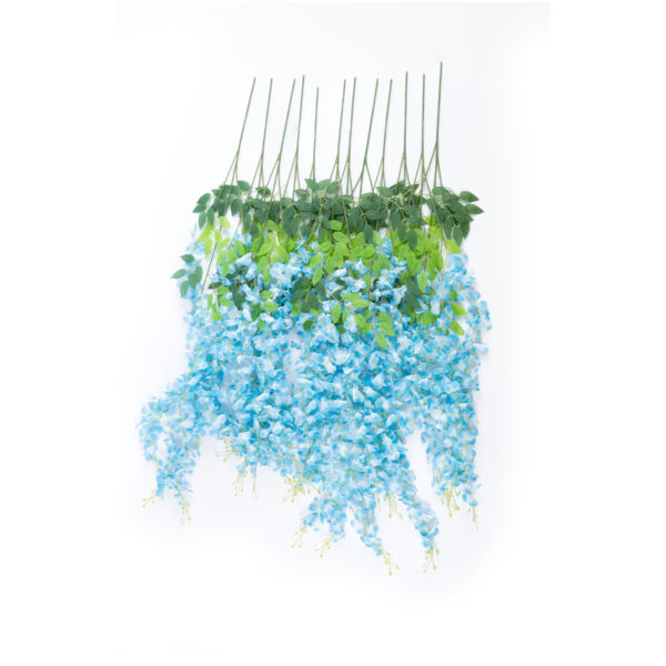 GloboStar® Artificial Garden BLUE WISTERIA FLOWER BRANCH 21515 Σετ 12 Τεχνητά Διακοσμητικά κλαδιά Βιστέριας Μπλέ Φ45 x Υ120cm