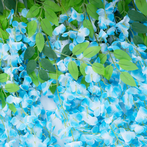 GloboStar® Artificial Garden BLUE WISTERIA FLOWER BRANCH 21515 Σετ 12 Τεχνητά Διακοσμητικά κλαδιά Βιστέριας Μπλέ Φ45 x Υ120cm - Image 3