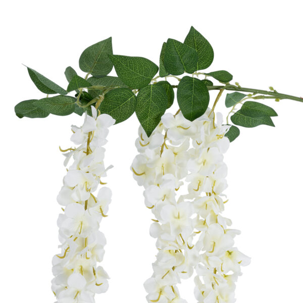 GloboStar® Artificial Garden WHITE WISTERIA FLOWER BRANCH 21516 Τεχνητό Διακοσμητικό κλαδί Βιστέρια Λευκό Φ45 x Υ164cm - Image 2