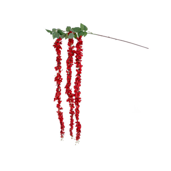 GloboStar® Artificial Garden RED WISTERIA FLOWER BRANCH 21519 Τεχνητό Διακοσμητικό κλαδί Βιστέρια Κόκκινο Φ45 x Υ164cm - Image 3