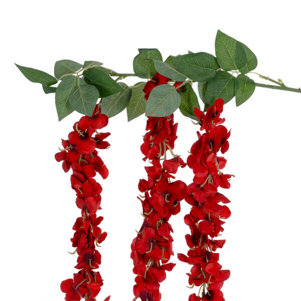 GloboStar® Artificial Garden RED WISTERIA FLOWER BRANCH 21519 Τεχνητό Διακοσμητικό κλαδί Βιστέρια Κόκκινο Φ45 x Υ164cm - Image 2