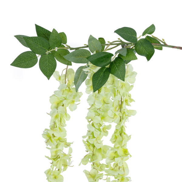 GloboStar® Artificial Garden GREEN WISTERIA FLOWER BRANCH 21520 Τεχνητό Διακοσμητικό κλαδί Βιστέρια Πράσινο Φ45 x Υ164cm - Image 2