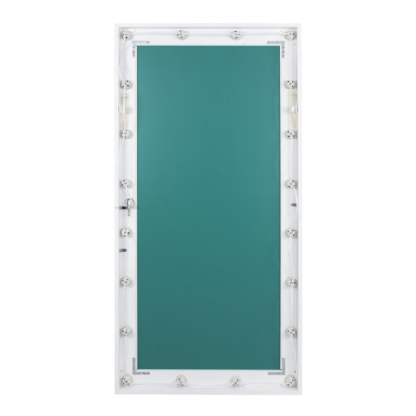 GloboStar® MAKEUP MIRROR-160x80-4 Μοντέρνος Καθρέπτης Μακιγιάζ με Πλαίσιο Φυσικού Ξύλου με Διακόπτη On/Off 20 x E27 AC220-240V - Μ80 x Π7 x Υ160cm - Λευκή Λάκα - Image 6