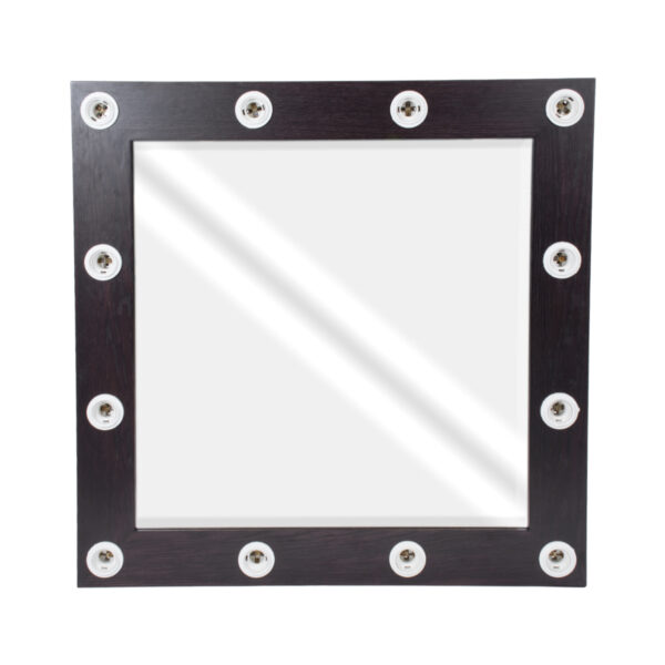 GloboStar® MAKEUP MIRROR-80x80-2 Μοντέρνος Καθρέπτης Μακιγιάζ με Πλαίσιο Φυσικού Ξύλου με Διακόπτη On/Off 12 x E27 AC220-240V - Μ80 x Π7 x Υ80cm - Καφέ Wenge - Image 3