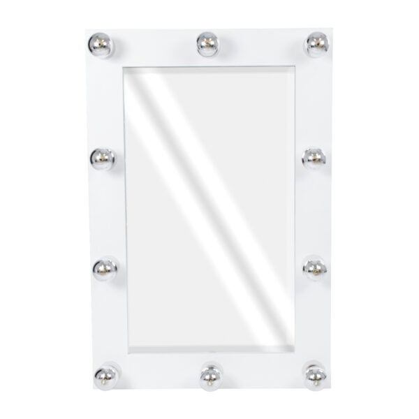 GloboStar® MAKEUP MIRROR-60x90-4 Μοντέρνος Καθρέπτης Μακιγιάζ με Πλαίσιο Φυσικού Ξύλου με Διακόπτη On/Off 10 x E27 AC220-240V - Μ60 x Π7 x Υ90cm - Λευκή Λάκα - Image 2