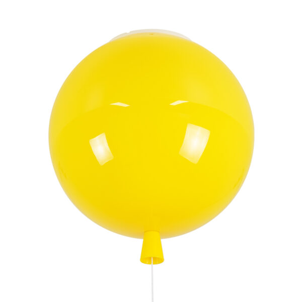 GloboStar® BALLOON 00651 Παιδικό Φωτιστικό Οροφής Μπάλα Μονόφωτο 1 x E27 IP20 Κίτρινο Πλαστικό με Ασημί Μέταλλο - Μ30 x Π30 x Υ33cm