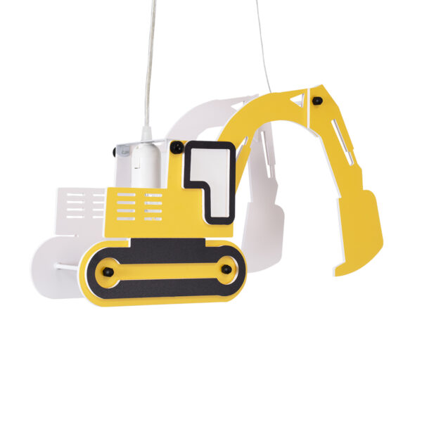 GloboStar® EXCAVATOR 61579 Παιδικό Κρεμαστό Φωτιστικό Φιγούρα Μονόφωτο 1 x E27 IP20 Κίτρινο & Μαύρο Πλαστικό - Μ45 x Π15.5 x Υ27cm