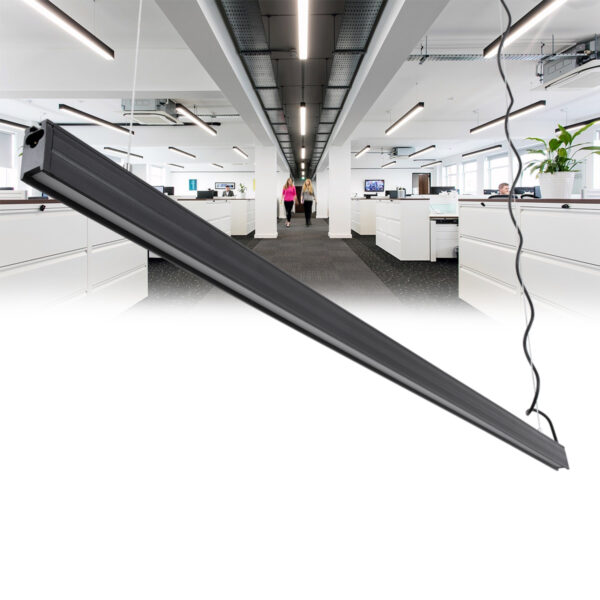 GloboStar® OFFICE 61023-P Γραμμικό Κρεμαστό Φωτιστικό Linear LED 18W 2230lm 120° AC 220-240V Μ120 x Π2 x Υ4cm Ψυχρό Λευκό 6000K - Μαύρο - 3 Years Warranty