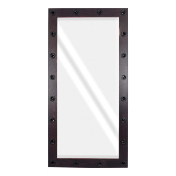 GloboStar® MAKEUP MIRROR-160x80-2 Μοντέρνος Καθρέπτης Μακιγιάζ με Πλαίσιο Φυσικού Ξύλου με Διακόπτη On/Off 20 x E27 AC220-240V - Μ80 x Π7 x Υ160cm - Καφέ Wenge - Image 3