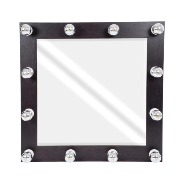 GloboStar® MAKEUP MIRROR-80x80-2 Μοντέρνος Καθρέπτης Μακιγιάζ με Πλαίσιο Φυσικού Ξύλου με Διακόπτη On/Off 12 x E27 AC220-240V - Μ80 x Π7 x Υ80cm - Καφέ Wenge - Image 2