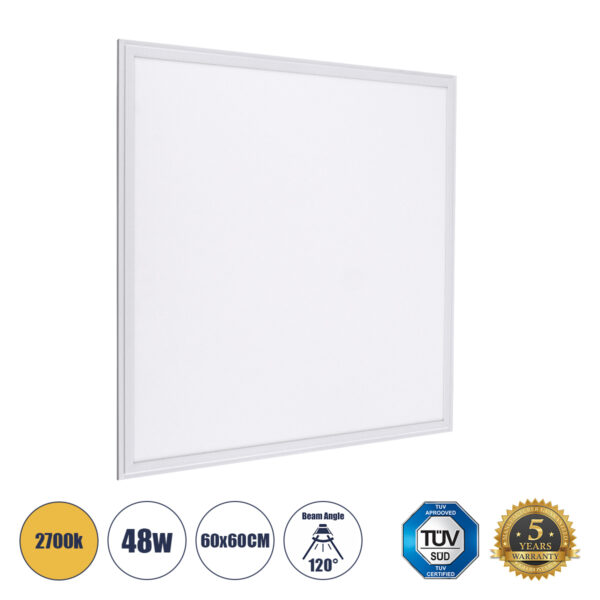 GloboStar® 60211-1 Χωνευτό LED Panel Milky Super Slim 60x60cm 48W 4320lm 120° CRI≥80Ra UGR<19 AC 220-240V IP20 Μ60 x Π60 x Υ1.5cm - Θερμό Λευκό 2700K - TÜV Certified Driver - 5 Χρόνια Εγγύηση