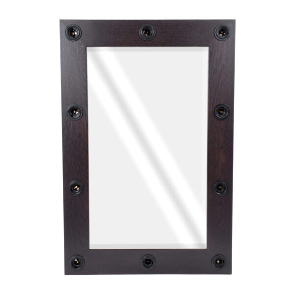 GloboStar® MAKEUP MIRROR-60x90-2 Μοντέρνος Καθρέπτης Μακιγιάζ με Πλαίσιο Φυσικού Ξύλου με Διακόπτη On/Off 10 x E27 AC220-240V - Μ60 x Π7 x Υ90cm - Καφέ Wenge - Image 3