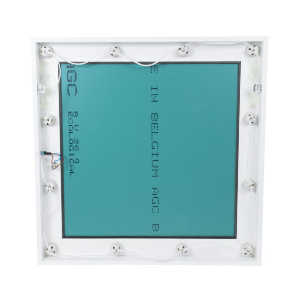 GloboStar® MAKEUP MIRROR-80x80-4 Μοντέρνος Καθρέπτης Μακιγιάζ με Πλαίσιο Φυσικού Ξύλου με Διακόπτη On/Off 12 x E27 AC220-240V - Μ80 x Π7 x Υ80cm - Λευκή Λάκα - Image 6