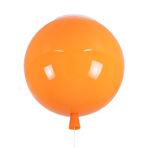 GloboStar® BALLOON 00650 Παιδικό Φωτιστικό Οροφής Μπάλα Μονόφωτο 1 x E27 IP20 Πορτοκαλί Πλαστικό με Ασημί Μέταλλο - Μ30 x Π30 x Υ33cm