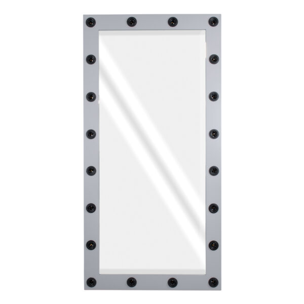 GloboStar® MAKEUP MIRROR-160x80-3 Μοντέρνος Καθρέπτης Μακιγιάζ με Πλαίσιο Φυσικού Ξύλου με Διακόπτη On/Off 20 x E27 AC220-240V - Μ80 x Π7 x Υ160cm - Γκρι Τσιμέντου - Image 3