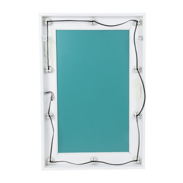 GloboStar® MAKEUP MIRROR-60x90-4 Μοντέρνος Καθρέπτης Μακιγιάζ με Πλαίσιο Φυσικού Ξύλου με Διακόπτη On/Off 10 x E27 AC220-240V - Μ60 x Π7 x Υ90cm - Λευκή Λάκα - Image 6