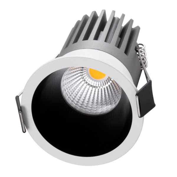 GloboStar® MICRO-B 60240 Χωνευτό LED Spot Downlight TrimLess Φ6cm 7W 910lm 38° AC 220-240V IP20 Φ6 x Υ7.8cm - Στρόγγυλο - Λευκό με Μαύρο Κάτοπτρο - Φυσικό Λευκό 4500K - Bridgelux COB - 5 Years Warranty - Image 2