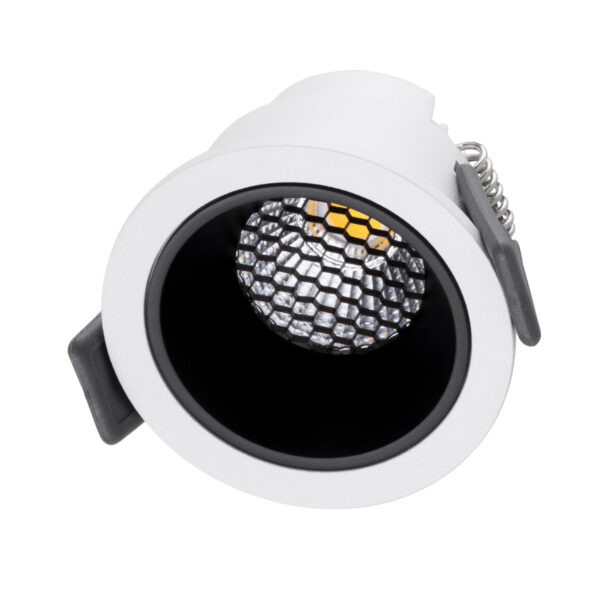 GloboStar® PLUTO-S 60246 Χωνευτό LED Spot Downlight TrimLess Φ6.4cm 7W 910lm 38° AC 220-240V IP20 Φ6.4 x Υ4.9cm - Στρόγγυλο - Λευκό με Μαύρο Κάτοπτρο & Anti-Glare HoneyComb - Φυσικό Λευκό 4500K - Bridgelux COB - 5 Years Warranty - Image 2