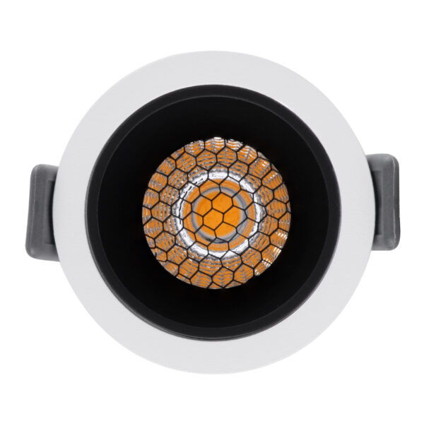 GloboStar® PLUTO-S 60246 Χωνευτό LED Spot Downlight TrimLess Φ6.4cm 7W 910lm 38° AC 220-240V IP20 Φ6.4 x Υ4.9cm - Στρόγγυλο - Λευκό με Μαύρο Κάτοπτρο & Anti-Glare HoneyComb - Φυσικό Λευκό 4500K - Bridgelux COB - 5 Years Warranty - Image 5