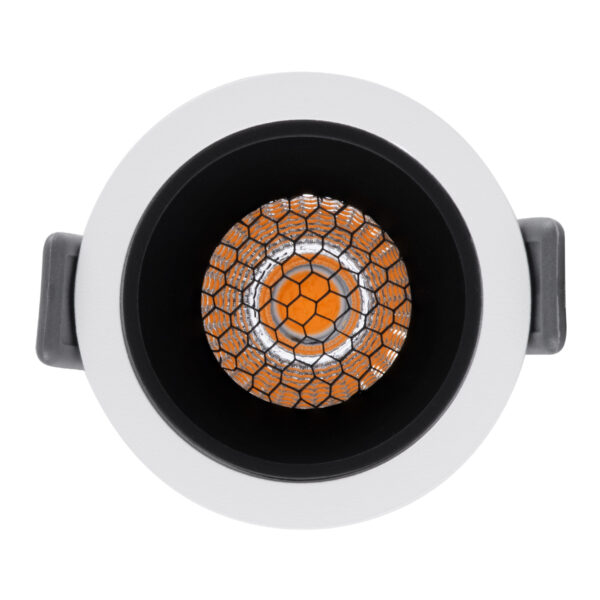 GloboStar® PLUTO-S 60247 Χωνευτό LED Spot Downlight TrimLess Φ6.4cm 7W 875lm 38° AC 220-240V IP20 Φ6.4 x Υ4.9cm - Στρόγγυλο - Λευκό με Μαύρο Κάτοπτρο & Anti-Glare HoneyComb - Θερμό Λευκό 2700K - Bridgelux COB - 5 Years Warranty - Image 5