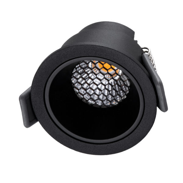 GloboStar® PLUTO-S 60250 Χωνευτό LED Spot Downlight TrimLess Φ6.4cm 7W 910lm 38° AC 220-240V IP20 Φ6.4 x Υ4.9cm - Στρόγγυλο - Μαύρο & Anti-Glare HoneyComb - Φυσικό Λευκό 4500K - Bridgelux COB - 5 Years Warranty - Image 2