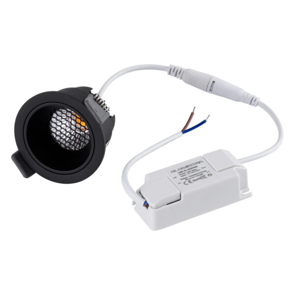 GloboStar® PLUTO-S 60251 Χωνευτό LED Spot Downlight TrimLess Φ6.4cm 7W 875lm 38° AC 220-240V IP20 Φ6.4 x Υ4.9cm - Στρόγγυλο - Μαύρο & Anti-Glare HoneyComb - Θερμό Λευκό 2700K - Bridgelux COB - 5 Years Warranty - Image 6