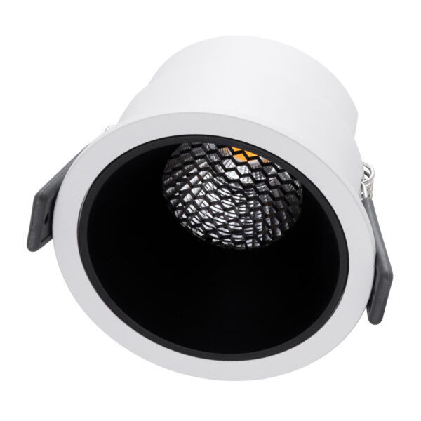 GloboStar® PLUTO-M 60253 Χωνευτό LED Spot Downlight TrimLess Φ8.4cm 10W 1250lm 38° AC 220-240V IP20 Φ8.4 x Υ5.9cm - Στρόγγυλο - Λευκό με Μαύρο Κάτοπτρο & Anti-Glare HoneyComb - Θερμό Λευκό 2700K - Bridgelux COB - 5 Years Warranty - Image 2