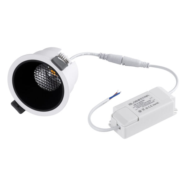 GloboStar® PLUTO-M 60253 Χωνευτό LED Spot Downlight TrimLess Φ8.4cm 10W 1250lm 38° AC 220-240V IP20 Φ8.4 x Υ5.9cm - Στρόγγυλο - Λευκό με Μαύρο Κάτοπτρο & Anti-Glare HoneyComb - Θερμό Λευκό 2700K - Bridgelux COB - 5 Years Warranty - Image 6