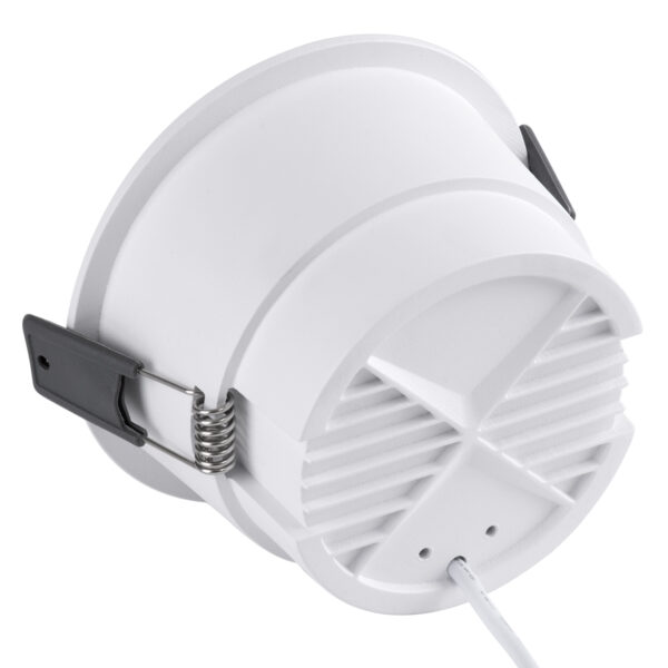 GloboStar® PLUTO-B 60258 Χωνευτό LED Spot Downlight TrimLess Φ10.4cm 15W 1950lm 38° AC 220-240V IP20 Φ10.4 x Υ6.5cm - Στρόγγυλο - Λευκό με Μαύρο Κάτοπτρο & Anti-Glare HoneyComb - Φυσικό Λευκό 4500K - Bridgelux COB - 5 Years Warranty - Image 3